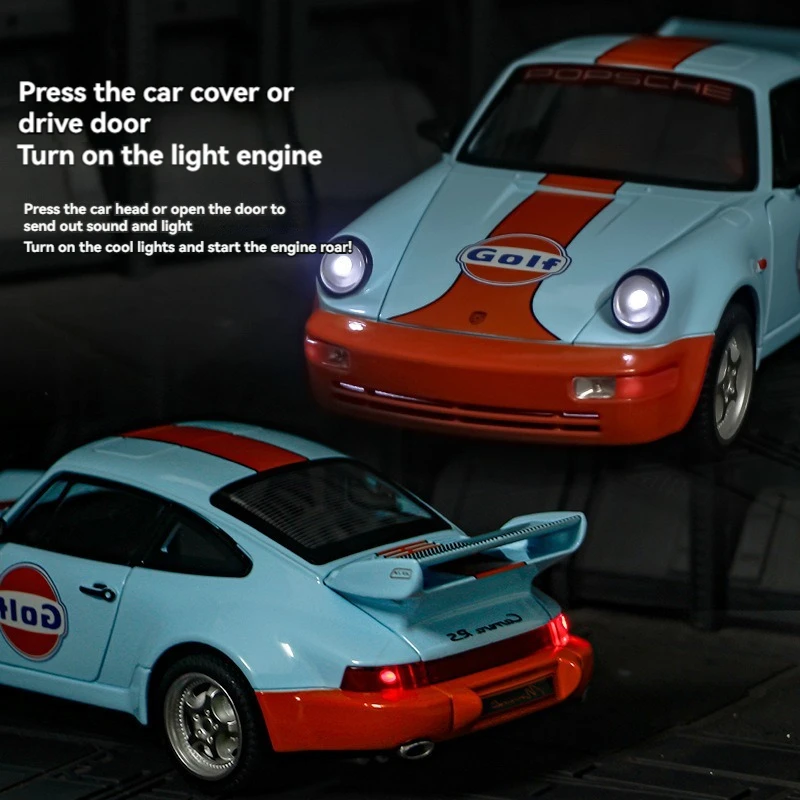 Diecast toys car Por-sche metal model car classic kid toy hobby car with Simulated sound lighting