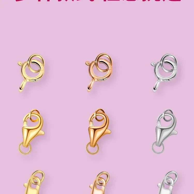 925 Sterling Silver DIY Accessories Necklace and Bracelet Spring Lobster Clasp-Plated Craft for Jewelry Making Packaged in Bag