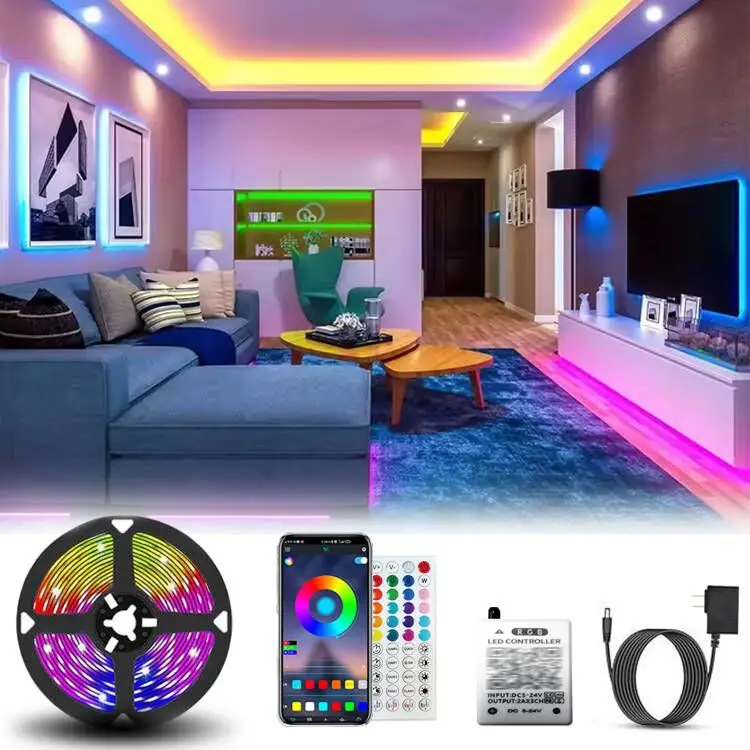 24 В ip68 гибкая RGB умная Светодиодная лента приложение для синхронизации музыки пульт дистанционного управления USB ТВ спальни ПК подсветка окружающая