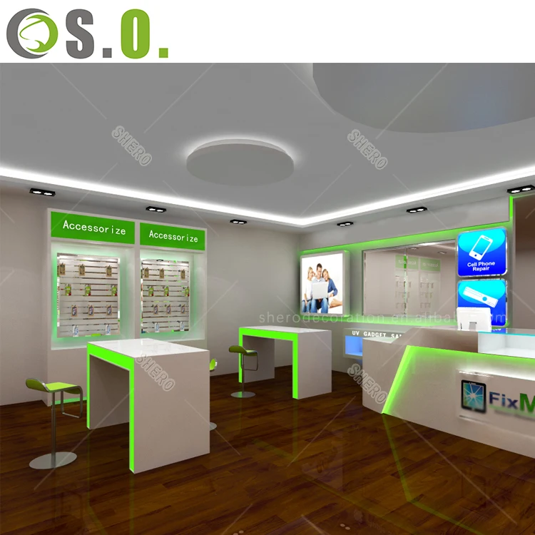 High End Phone Shop Interior Design Shelf Decoration Cellphone Mobile Shop Furniture Design Showcase Store Display Fixture