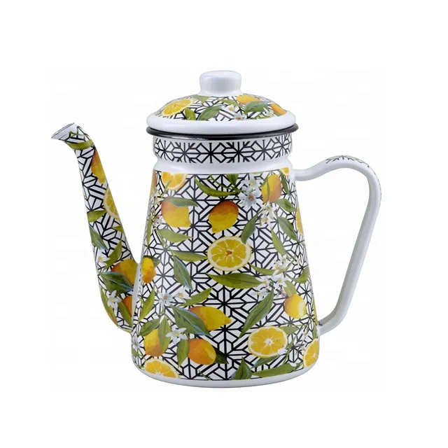 1.2L Enamel Coffee Pot Hand Tea Enamel Kettle Induction Cooker Gas Stove Universal Hand Water Teapot Vintage Home Decor Tools