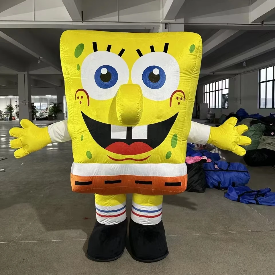 Factory price event walking inflatable Sponge bob mascot costume cartoon character sponge baby mascot suit for adults
