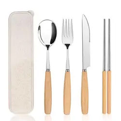 Portable Cutlery Stainless Steel Fork And Spoon Chopsticks Travel Cutlery Set With Case