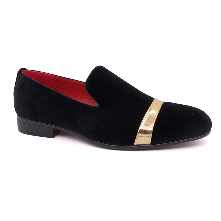 Velvet Embroidered Mens Suede PU Smoking Slippers Slip-on Loafers Shoes
