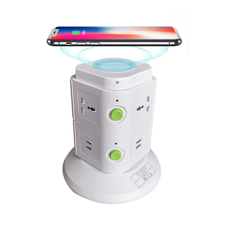 Good Quality Best-Selling Desktop Universal Wireless Charge Extension Multi Outlet Tower Power Socket Surge Protection
