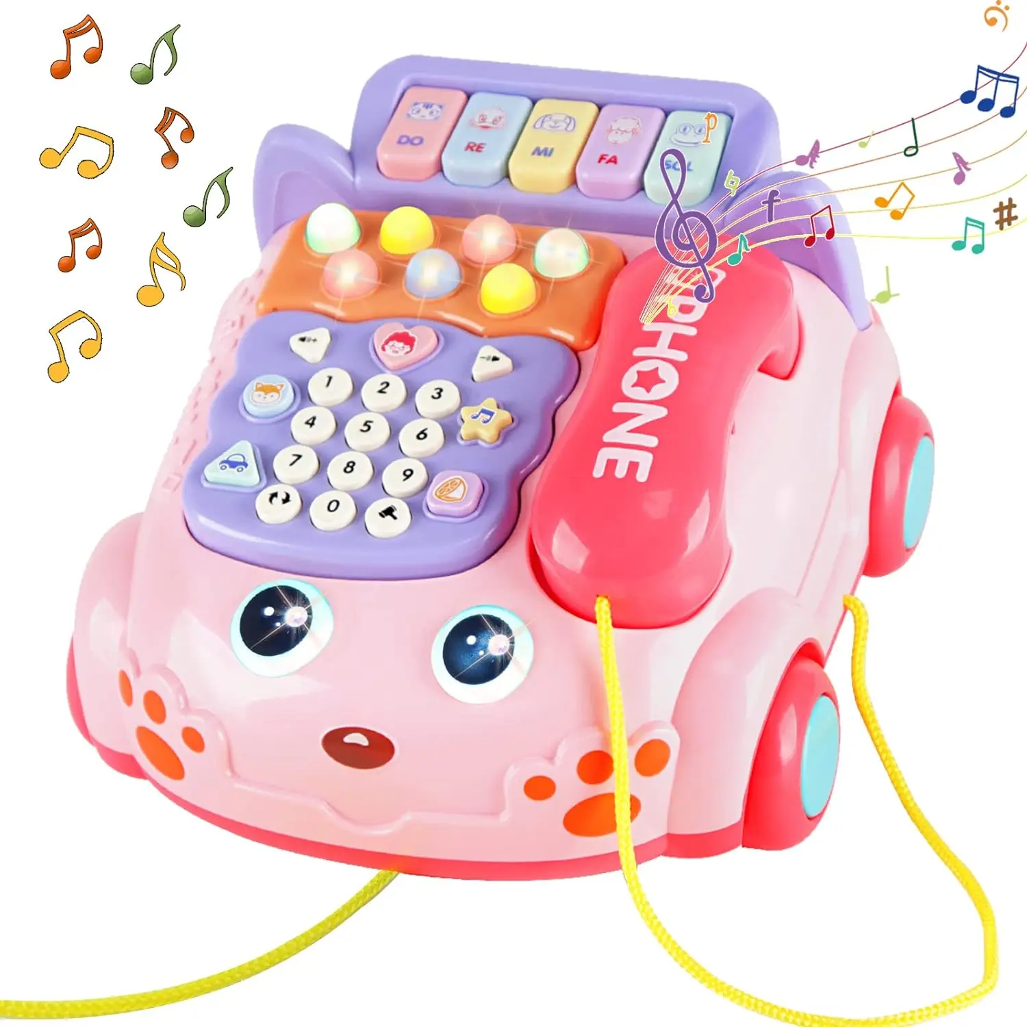 Vintage Electronic Plastic Telephone Toy for Kids Pretend Play Early Educational Gift for 5 to 7 Years Birthday Gift