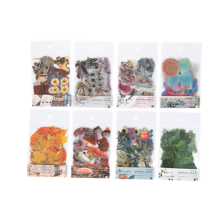 40Pcs/bag Plant Flower Mushroom Ginkgo Pet Deco Diary Stickers Scrapbooking Planner Decorative Stationery Stickers JIUMO