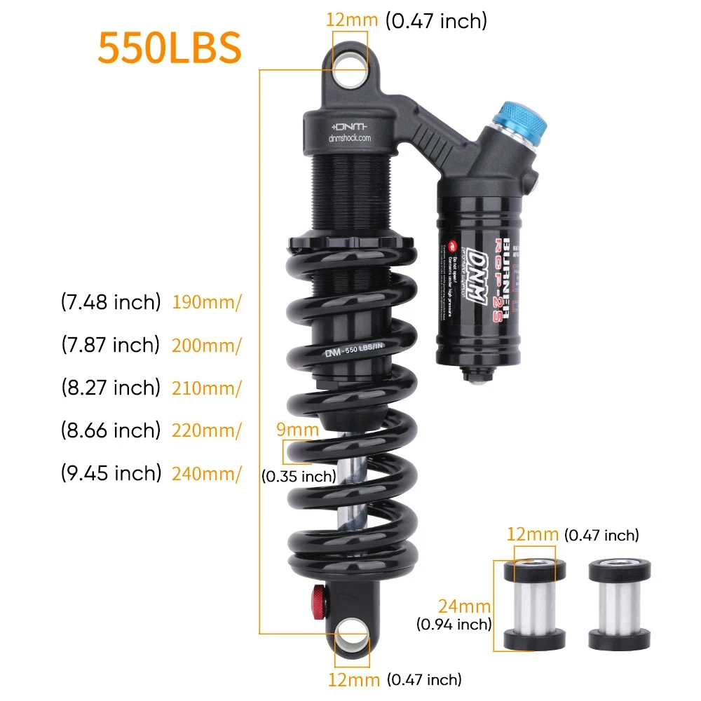 OEM/ODM DNM RCP2S MTB Bicycle Suspension Spring Rear Shock Mountain Dirt Bike DH Rear Shock Absorber 190mm 200m 220mm 240mm