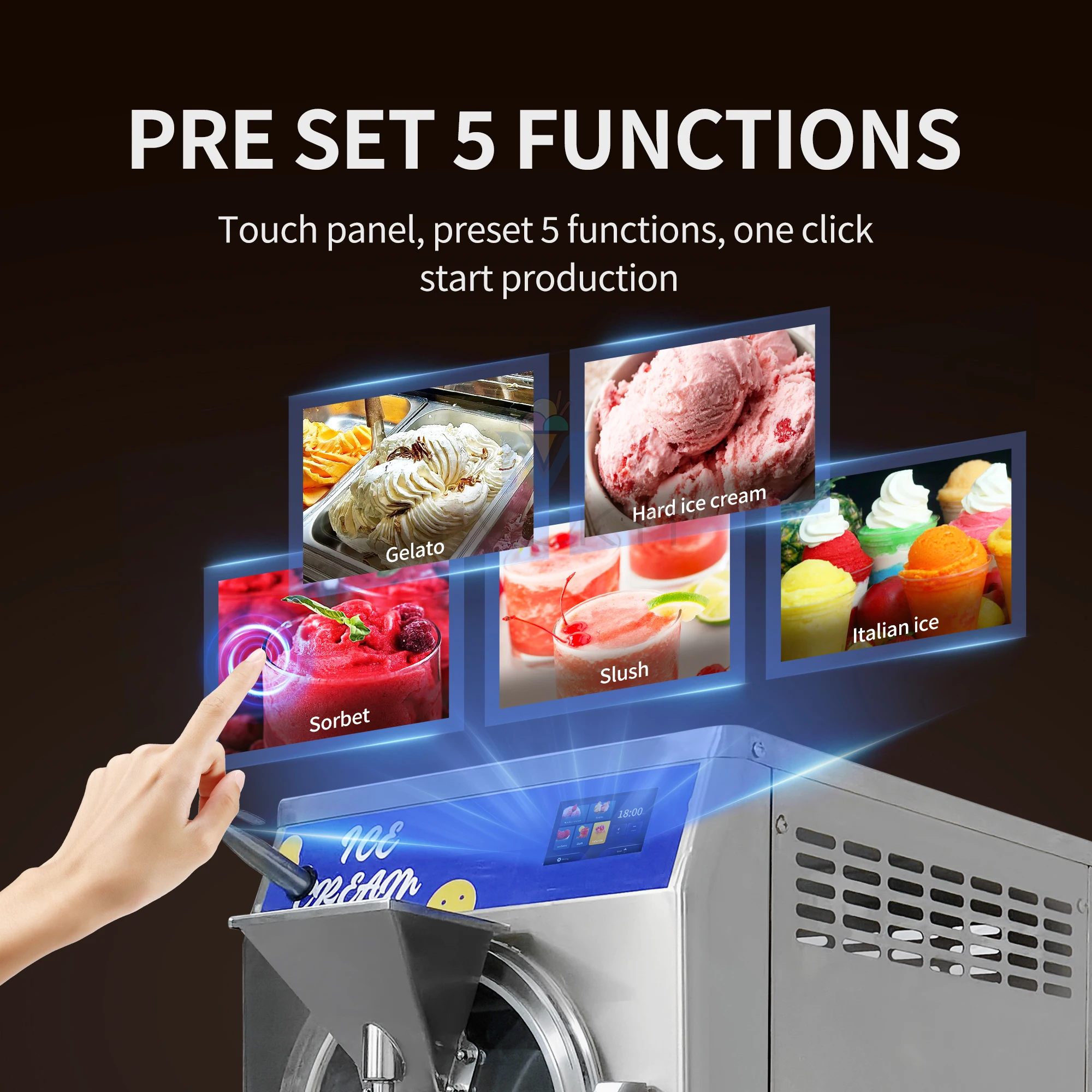 Mvckyi Stainless Steel Gelato Freezer Custard Ice Cream Maker Carpigiani Artisan Italian Hard Ice Cream Machine Batch Freezer