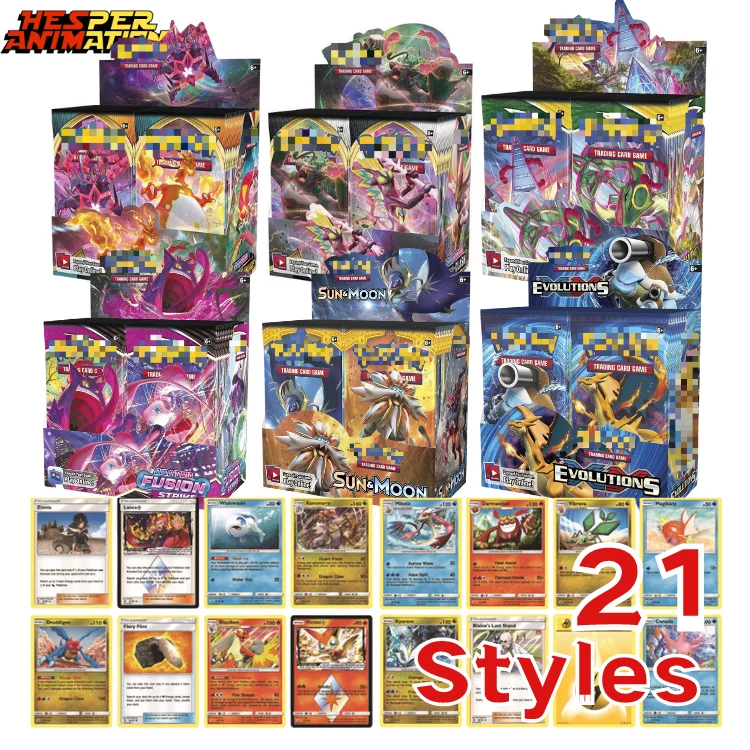 2023 New Pokemoned Booster Card Box 324Pcs/box Pokemoned XY SUN Trading Cards Anime Booster Box Pokemoned Carte Card