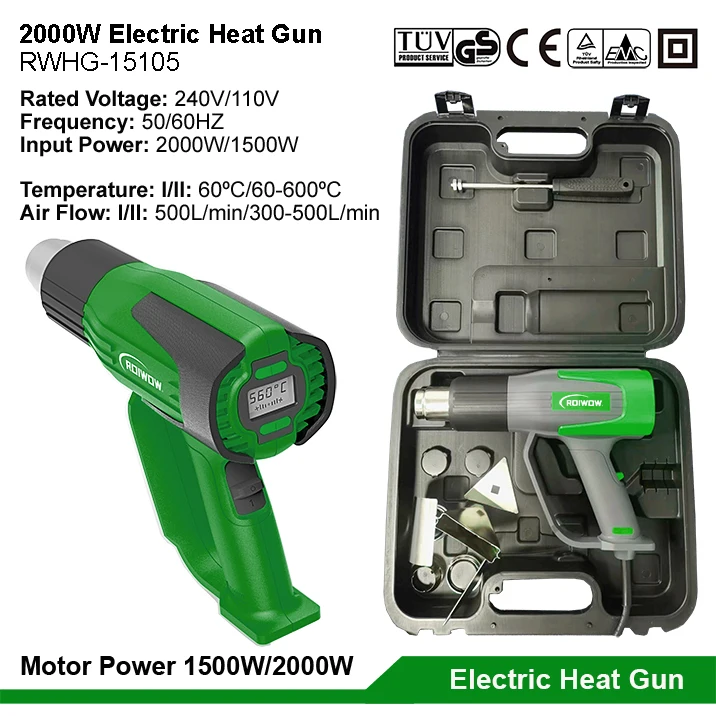 2000W Electric Power Heat Guns Machine Portable handhold Hot Air Heat Gun Tools Temperature LCD Digital Display