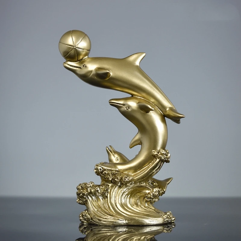 Wholesale & Custom Creative Resin Dolphin Statue Sculpture Gift For Home Office Living Room Desktop Display Decoration