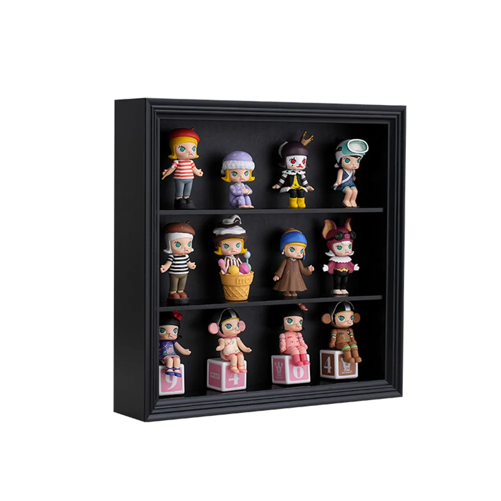 Wholesale wooden shadow box frame toy figurine collection display box