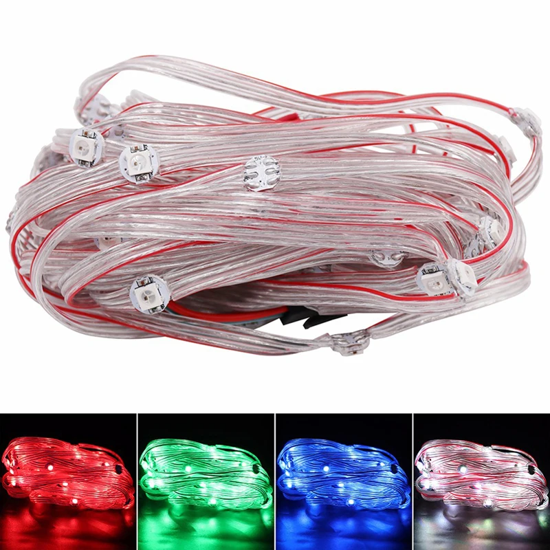 5V LED string light smd5050 full color prewired ws2813 ws2812b round PCB LED pixel light