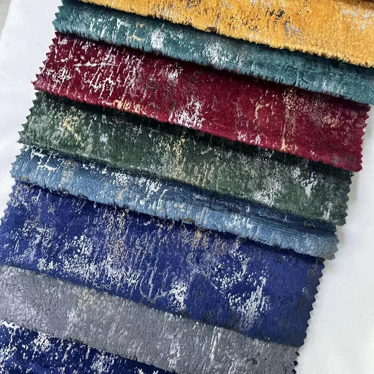 China Wholesale Home Deco Gold Foil Velvet velour Fabric Soft Gold Stamping Upholstery Holland Velvet Fabric For Sofa Drapes