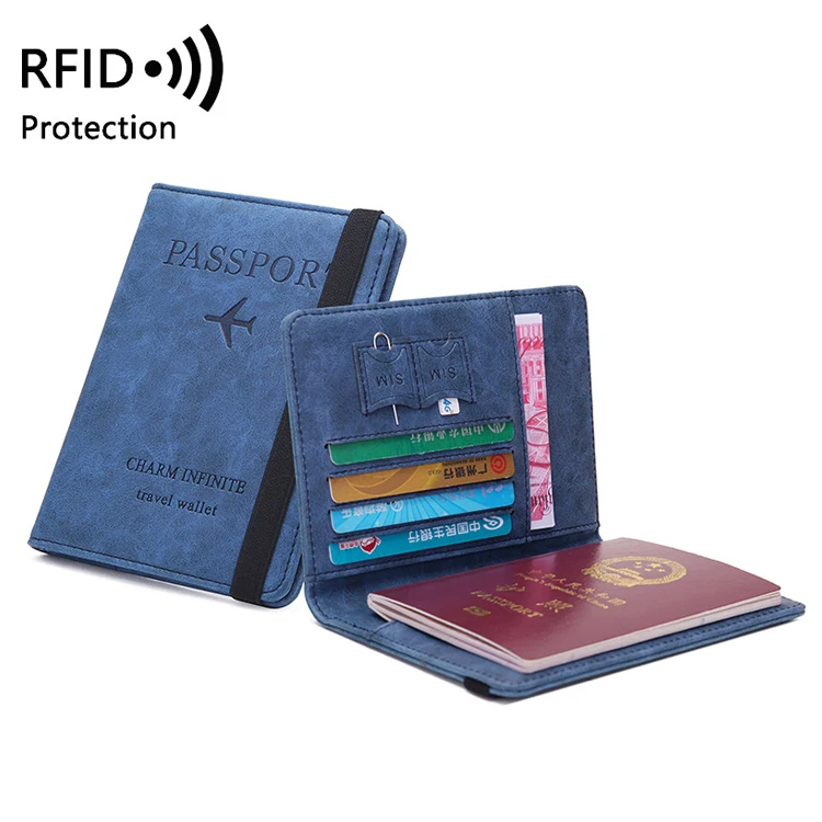 Hot Selling Rfid Blocking Pu Leather Passport Cover Multi Card Wallet Case Travel Passport Cover Holder
