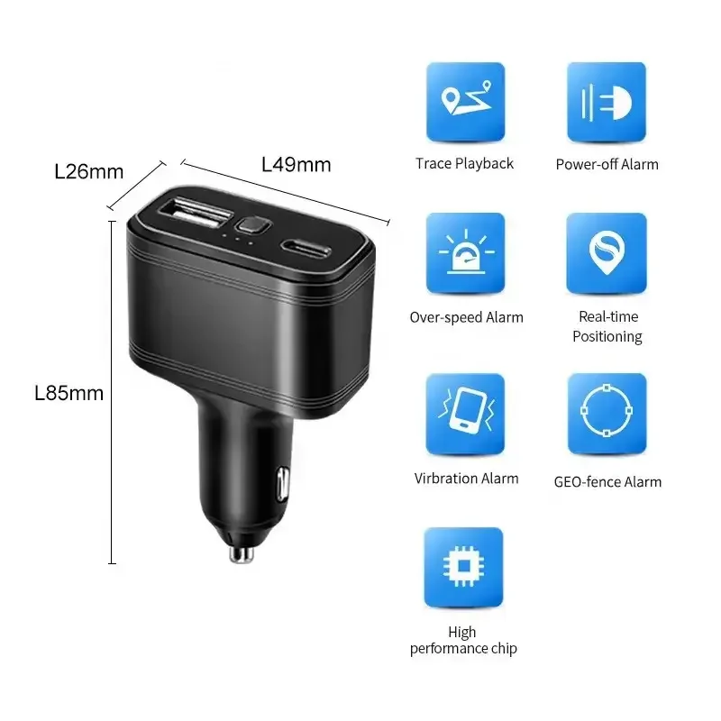 Cigarette Car Charger Shape Locator 4G GPS Tracking Device Factory Mini Easy Plug and Play GPS Tracker