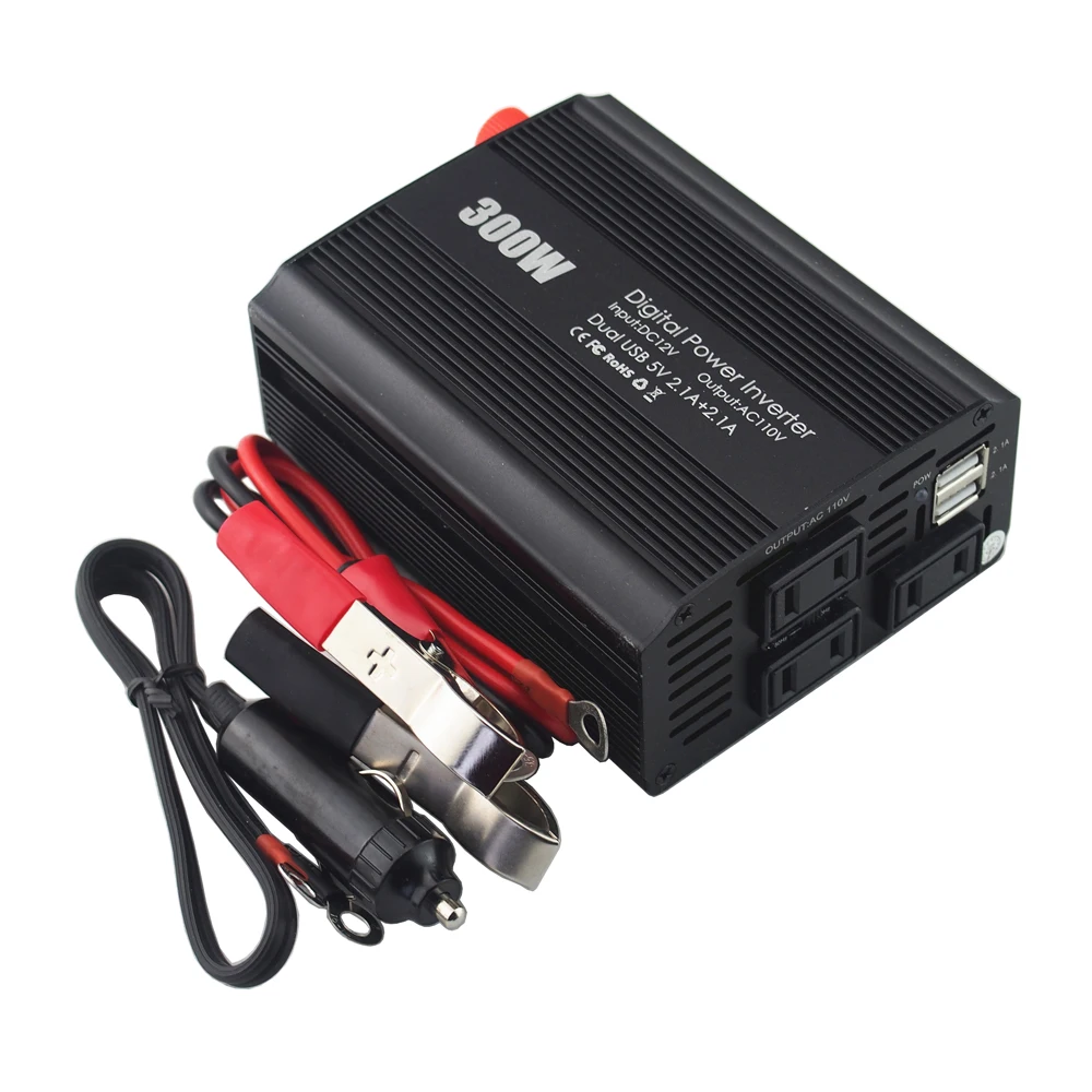 300 Watt DC to AC 12v 220v power converter Modified Sine Wave With car adapter Outlet Emergency Power