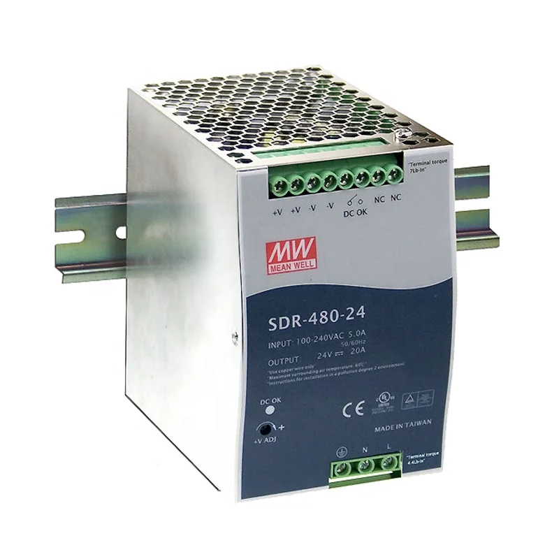 SDR-480 series 480W 24V/48V AC-DC PSU DIN RAIL SMPS PFC high efficiency ORIGINAL MEAN WELL SWITCHING POWER SUPPLY
