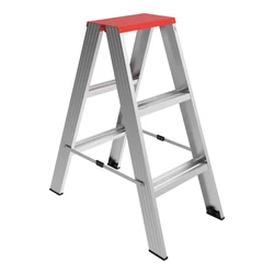 Outdoor using lightweight portable aluminum ladder double-sided 3-7 step industrial aluminum ladder with wide platform