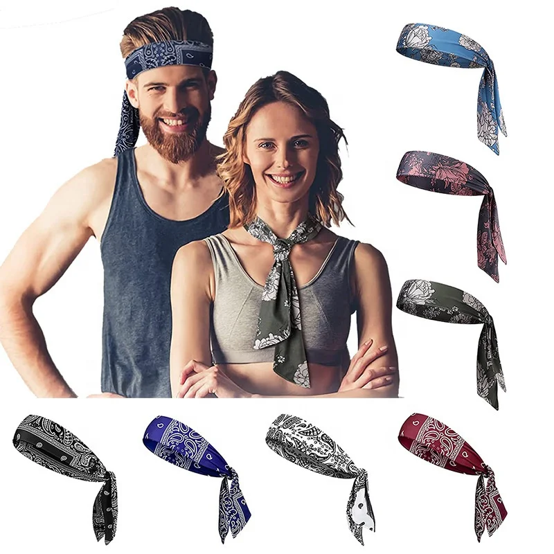 Pure color Sport Head Tie Sweat-absorbing Headscarf Pirate Strap Headband Tennis Yoga Running Hair Tie