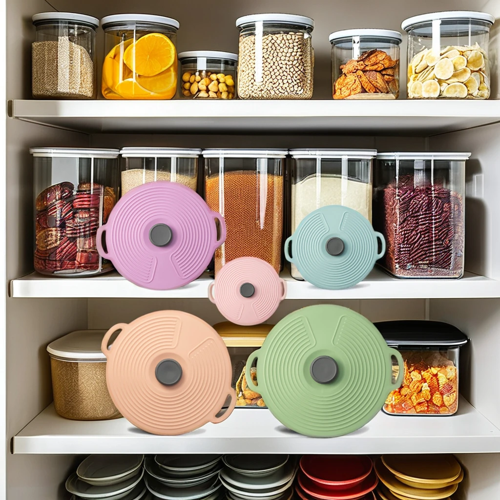 Reusable Ceramic Silicone Suction Bowl Lids Kitchen Gadget Accessories for Cooking Food Pot Cover