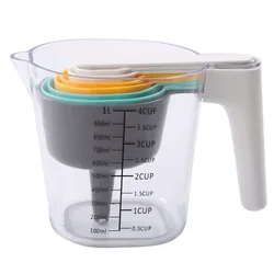 Amazon hot sell Home gadgets one-stop baking 9pcs AS and ABS material measuring cup with funnel and spatula