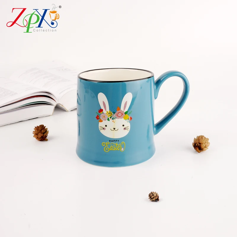 New Bone China Enamel Custom Logo Ceramic Mugs Easter Ceramic Cup Mug Rabbit Porcelain Coffee Cup