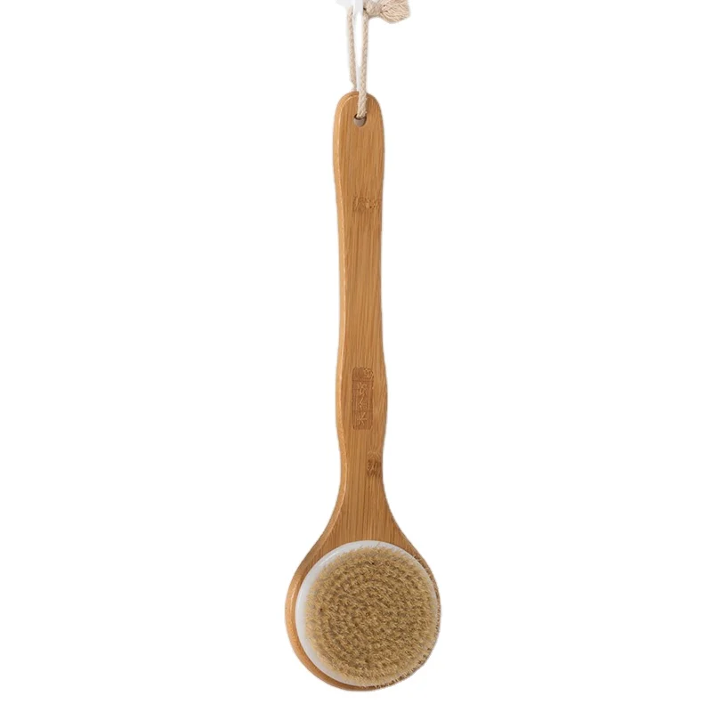 eco friendly bath brush round Natural boar Bristles for Exfoliating Bath bamboo Body Brush Massage Scrub for Skin
