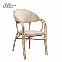 Leisure Garden Balcony Furniture Patio Chair Outdoor Aluminum Frame Bamboo Cafe Bistro Chair