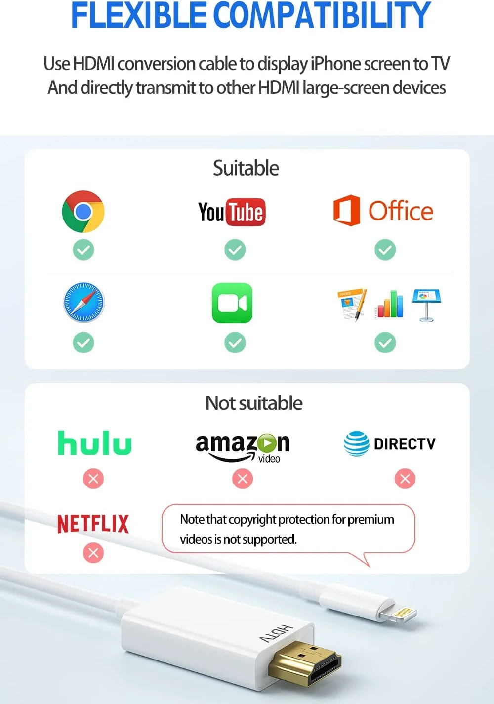 hot sell mobile hdmi cable 1080P  Digital  AV TV HDTV Audio Video Adapter  White cable  For iPhone iPad for Phone To TV