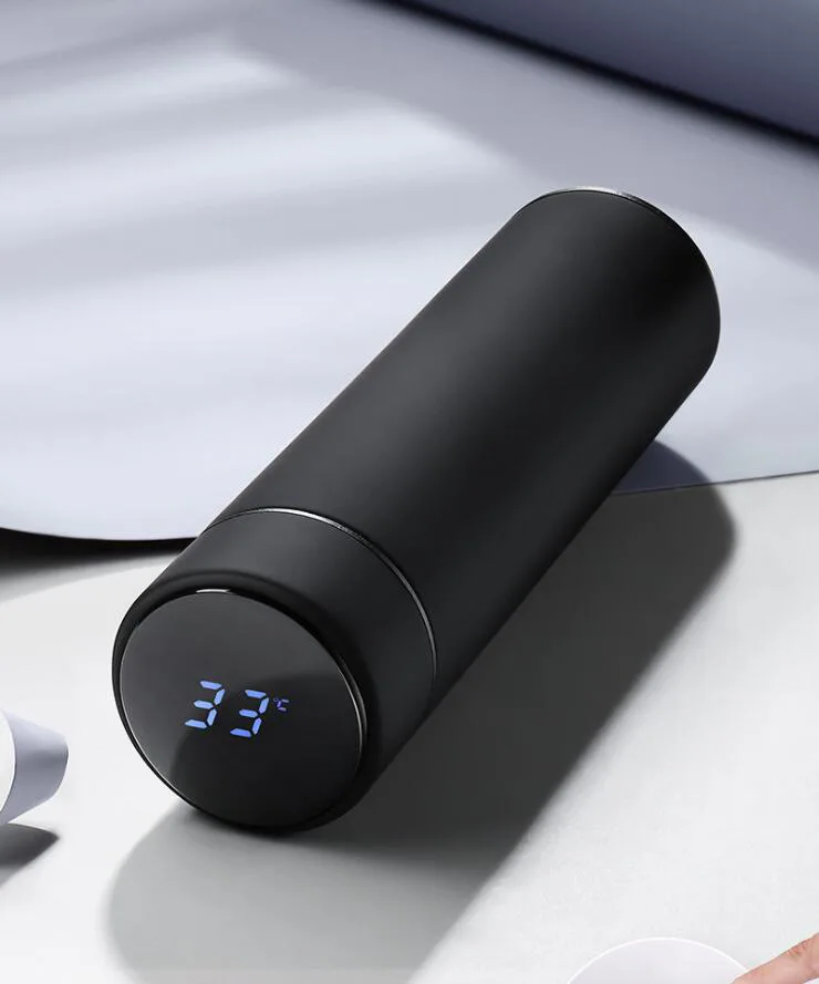 Creative macaron gift custom logo solid color intelligent temperature measuring stainless steel thermos cup