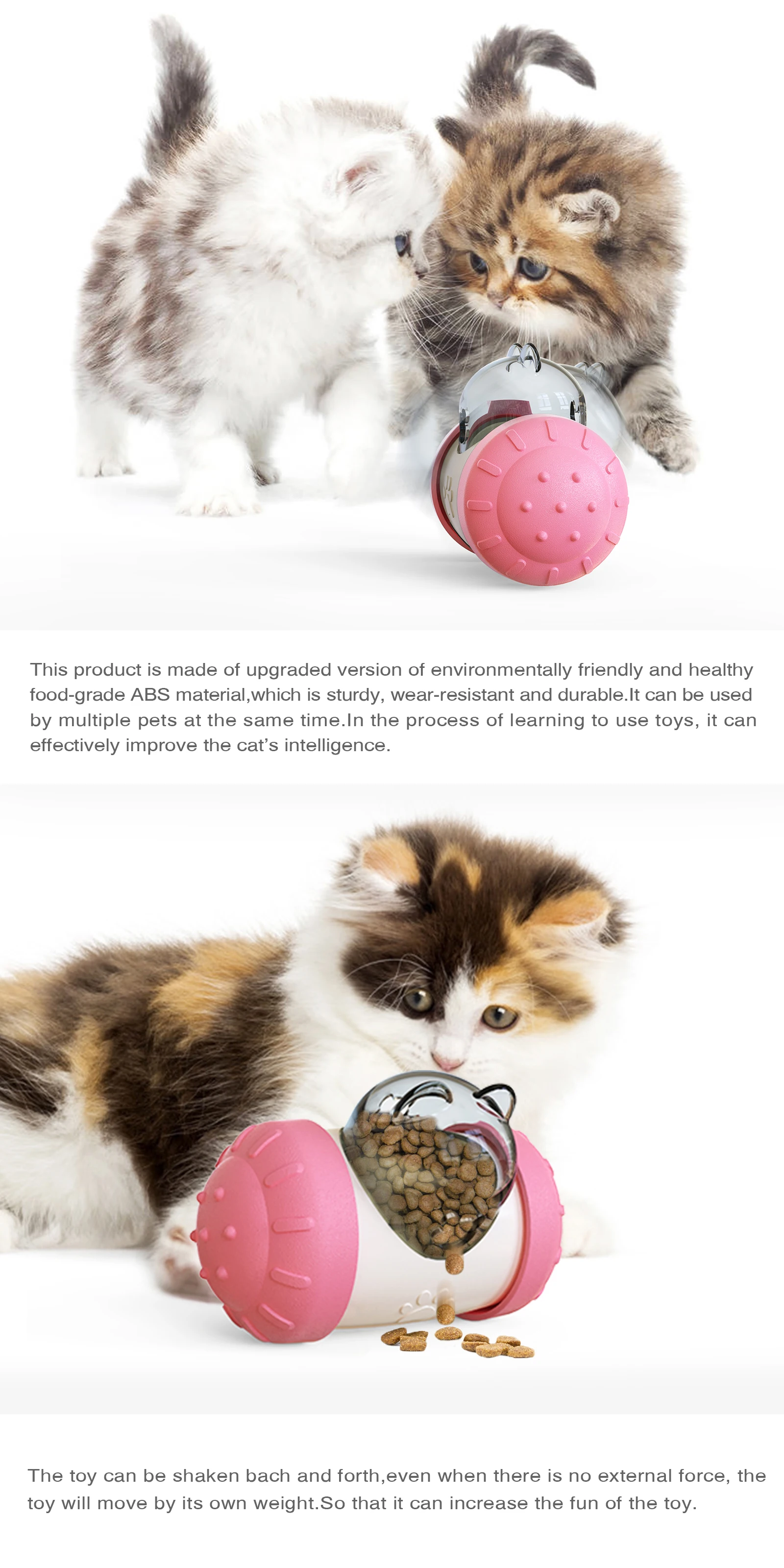 Multifunctional balanced cat and dog interactive toy with missing food  Pink