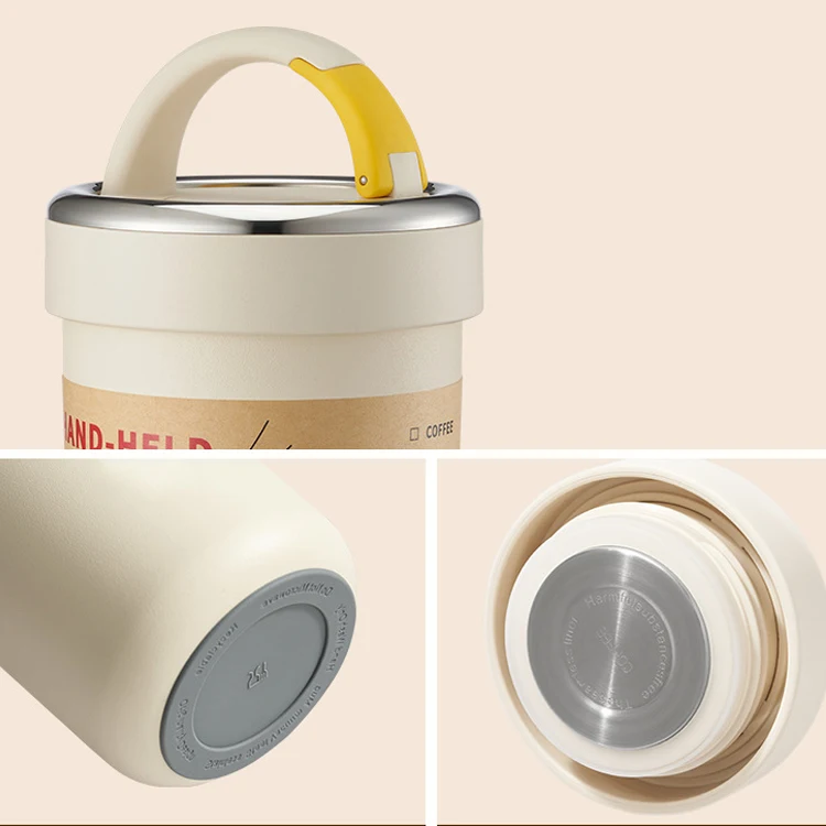 Portable Insulated Coffee Cup Tumbler Ceramic Liner Stainless Steel Vacuum Water Bottle Hot Cold