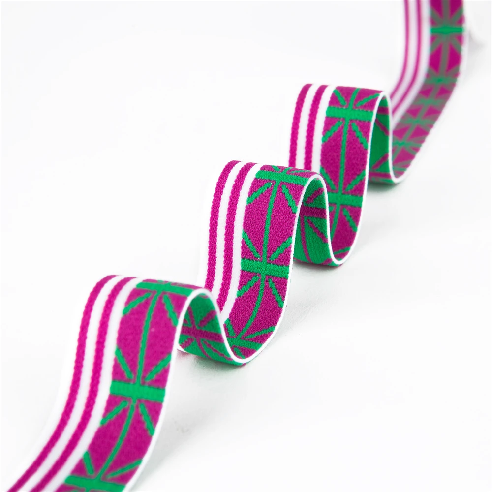 New Design 38mm Custom Printed Flat Logo Wide Jacquard Elastic Band Webbing Tape for Underwear Waistband Garment Sewing