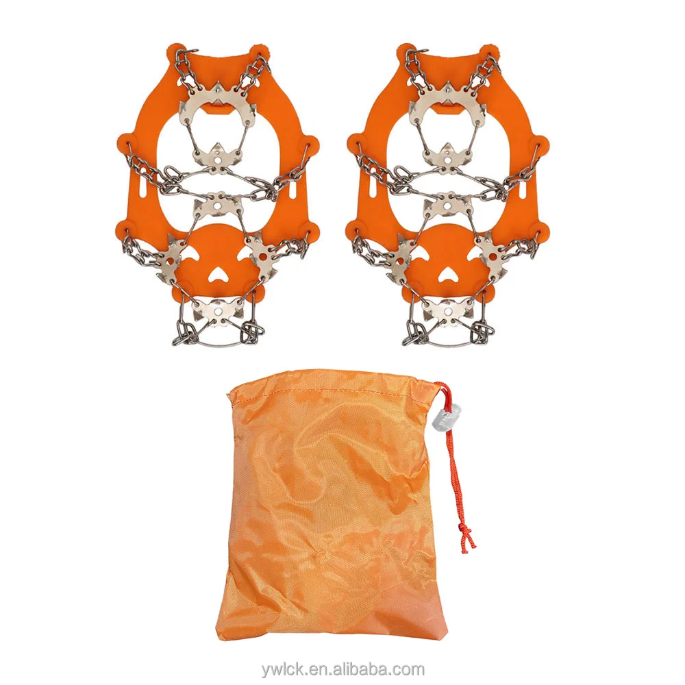 19 Teeth Hiking Stainless Steel Flexible Anti-Slip Traction Snow Shoe Grips Ice Cleats Black Snow Ice Spikes Crampons