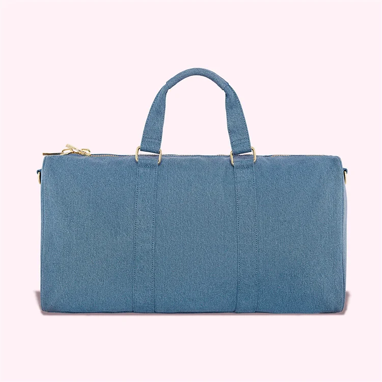New retro denim duffel bag oversized jeans travel bag with letter