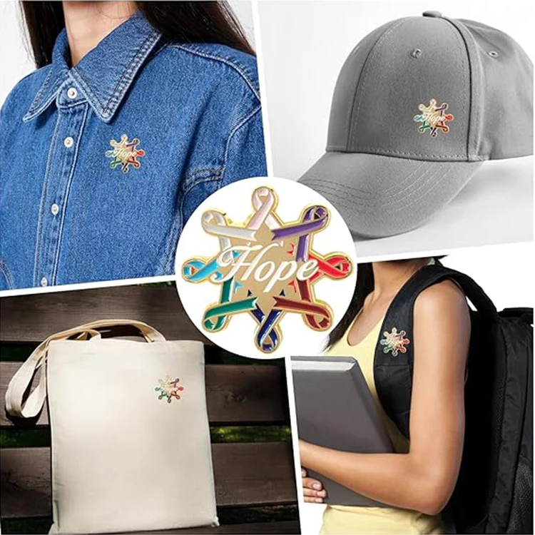 Rainbow Lapel Pin Soft Hard Enamel Ribbon Prostate Brustkrebs Abzeichen Badge Custom Breast Cancer Awareness Lapel Pin