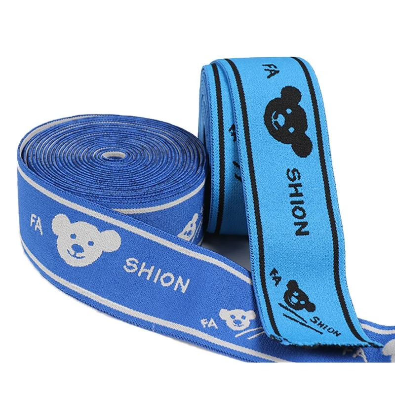Custom Logo Jacquard Elastic Band Webbing Soft Nylon Spandex Elastic Tape For Clothes Sport Boxer Underwear Elastic Waistband