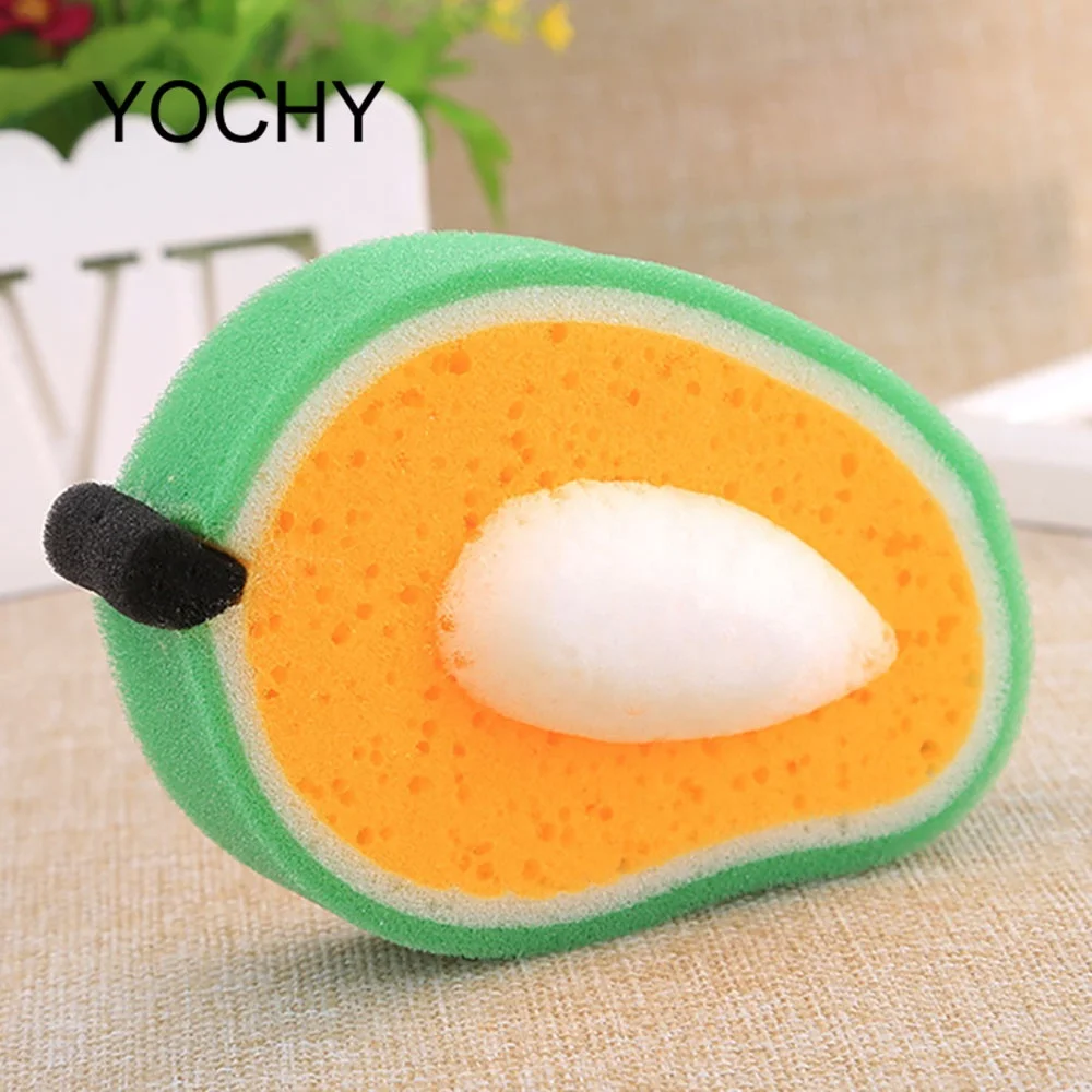 High Quality Factory Beautiful Mango Fruit Shape Pu Bath Sponge Dish washing Sponge Kitchen Sponge