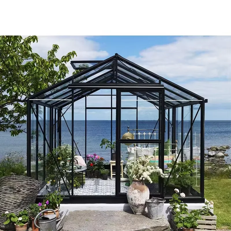 Free Standing Winter Garden Solarium with Aluminum Tempered Glass Polygon Roof Molding Winter Season Sunroom & Glass House