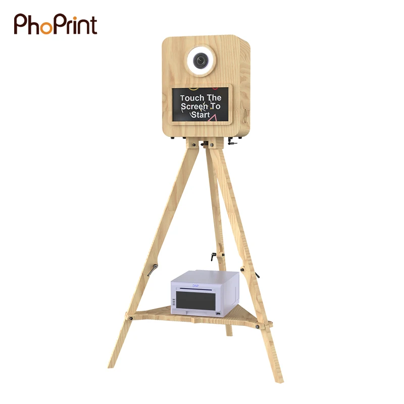 Wholesale Portable Easy Assembly Wood Photo Booth with Printer Lightweight and for Events for Shooting with Camera and iPad