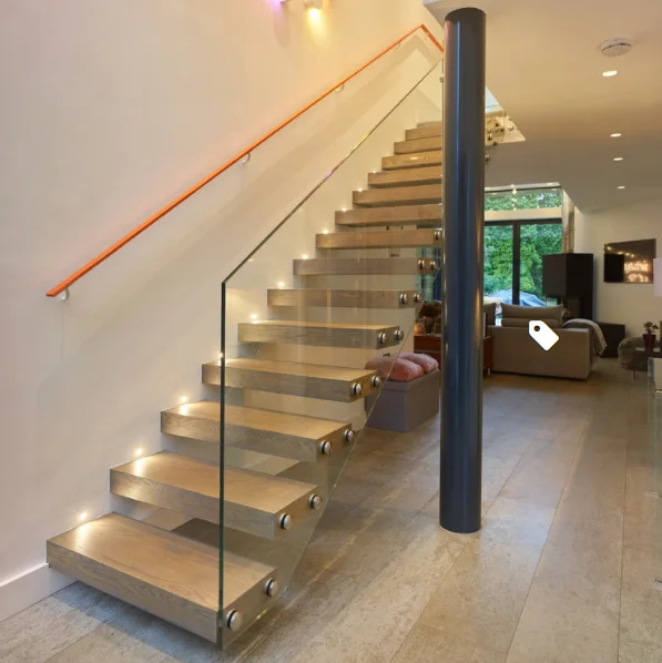 High Quality Solid Wood Floating Staircase System For Indoor