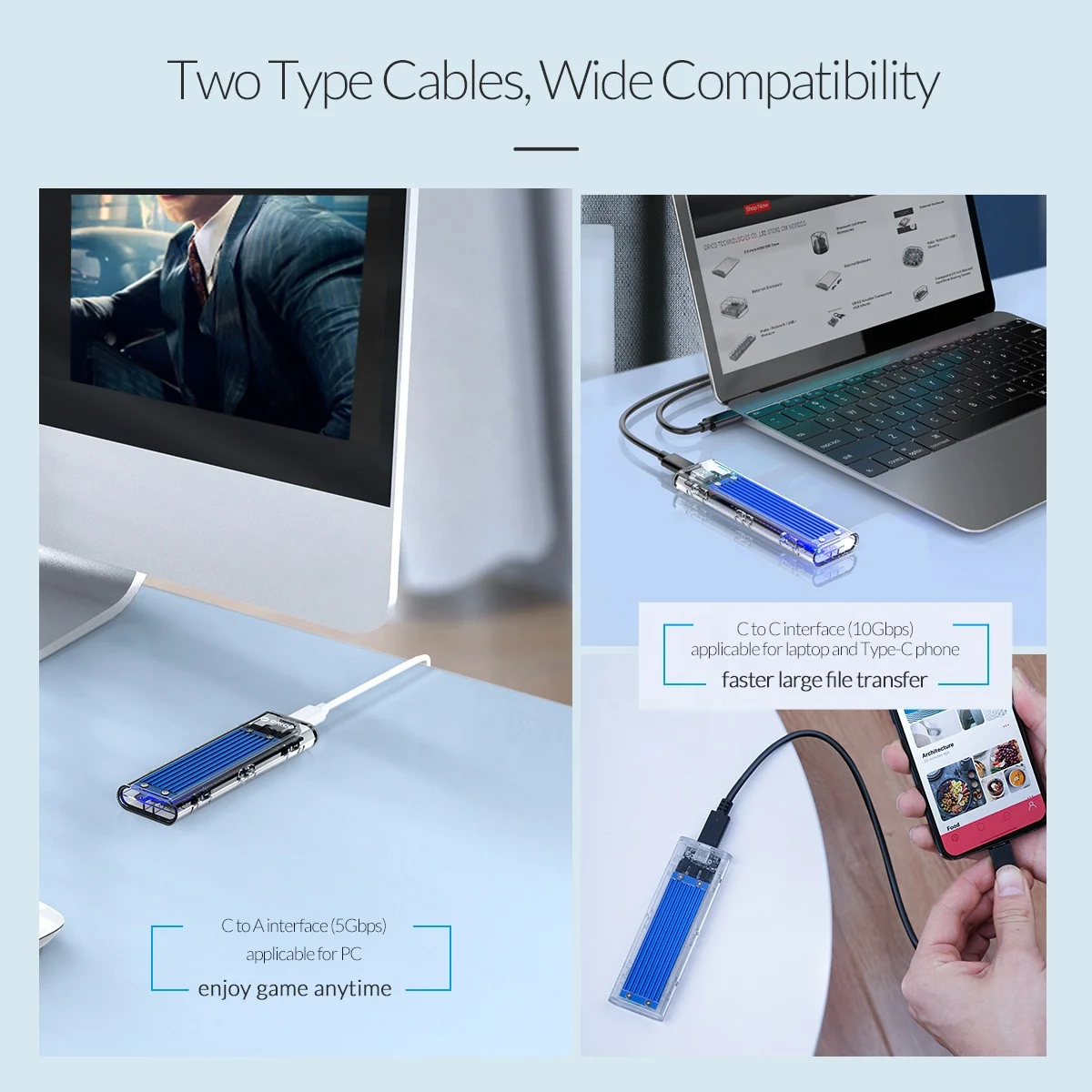 NVME M.2 корпус OEM/ODM прозрачный ORICO внешний SSD Usb C 3 1 Высокоскоростная передача 10