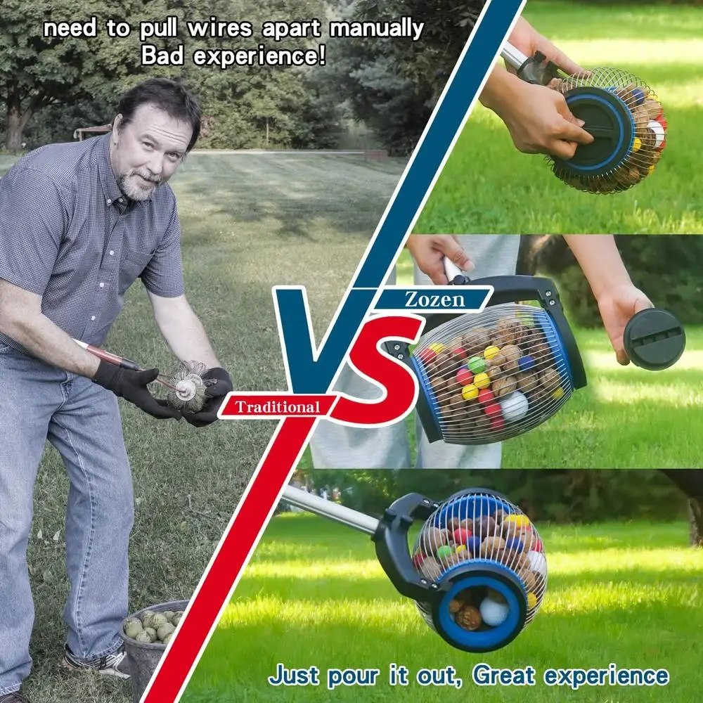 Newest Garden Hand Tool Side Open Dump Nut Gatherer Harvester Garden Hand Tools Manual Walnut Picker Nut Picker Golf Ball Picker