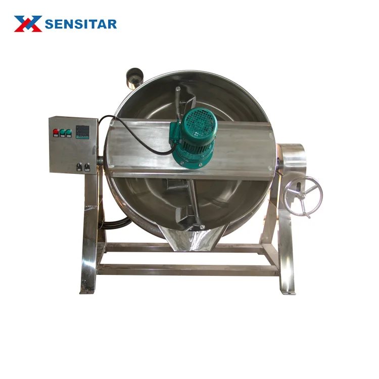 Food Cooker Steam/Gas/Electric Jacket Kettle With Agitator Mixer Double Jacketed Kettle Fruit Jam Cooking Equipment