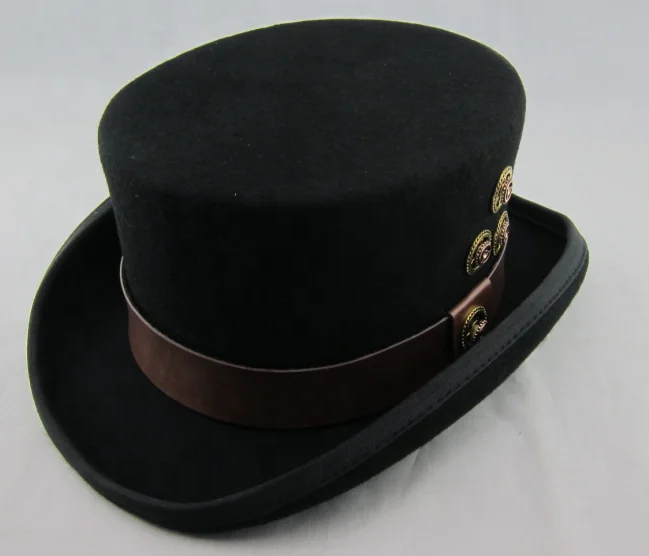 Vintage 100% Wool Felt Steampunk Top Hat