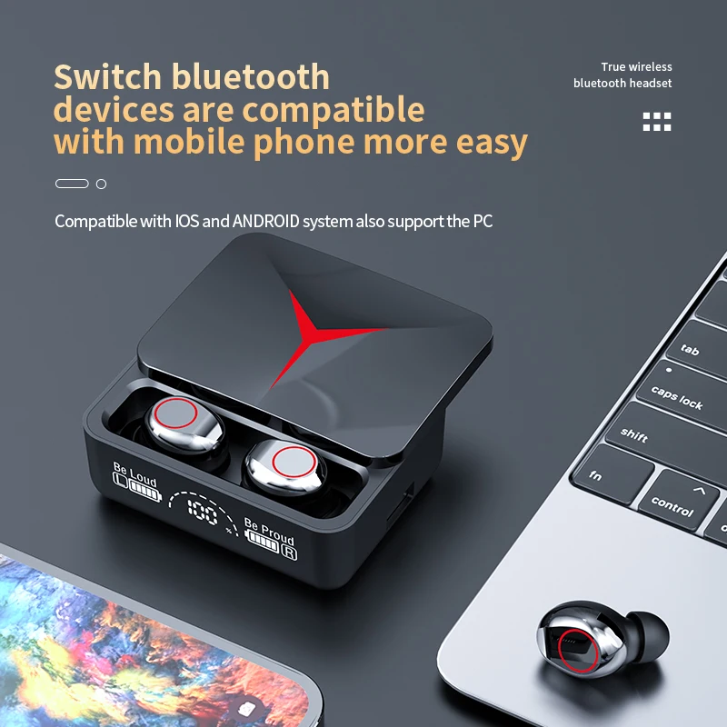 Original M90 Earphone Bluetooth 9D Hifi Stereo LED Display Waterproof In Ear Headphone 5.2 TWS M90 Wireless Earbuds Earphone