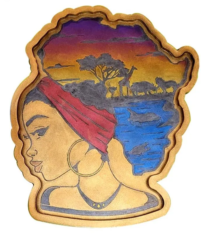 DO103 2021 Amazon hot product Afro Female Resin Tray Molds Beauty Girl Resin Mold XL Large African Goddess Rolling Tray Mold