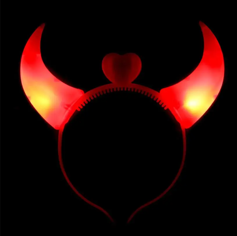 Glow Halloween Decorations Neon Party Concert Birthday Favors LED Light Up Devil Horns Headband